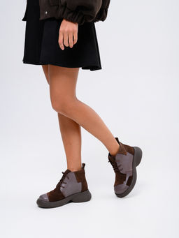 Ботинки EDART 305.927br. Вакса коричневая+корич замша/шерсть фото 3