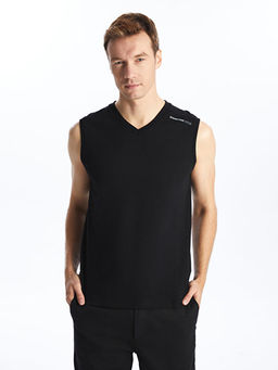 V Yaka Bask?l? Erkek Kolsuz Ti??rt