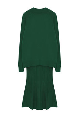 Zumrut Yesili Pileli Etekli Triko Alt-Ust Tak?m TWOAW23AU00184 - Trendyolmilla фото 7