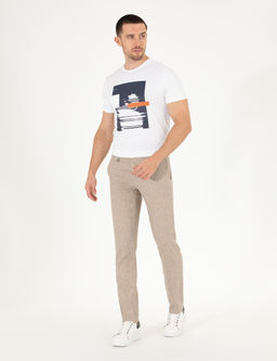 A__k Kahverengi Keten Kar___ml_ Jogger Kuma_ Pantolon