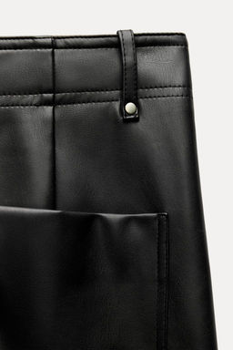 ZW COLLECTION LEATHER EFFECT WIDE LEG TROUSERS - Zara фото 11