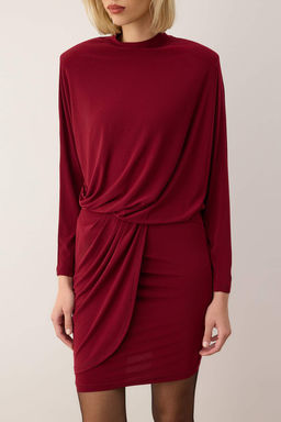 Bordo Vatkal? Orme K?sa / Mini Astars?z Elbise TPRAW26EL00126 - Trendyolmilla фото 3