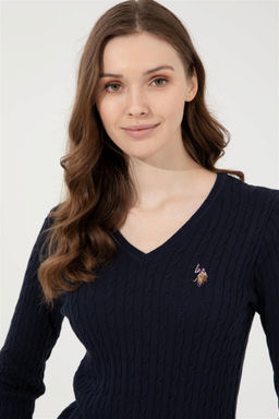 Женский темно-синий базовый свитер Неожиданная скидка в корзине - U.s. polo assn фото 3