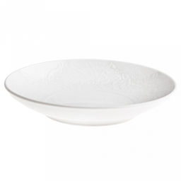 "Русь" Тарелка глубокая фарфоровая д200мм h37мм, 500мл, белый, рельефный декор (Китай)