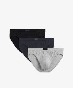 ATLANTIC 3MP-163 Трусы классика Organic Cotton - набор 3 шт. черный + графитовый + серый меланж