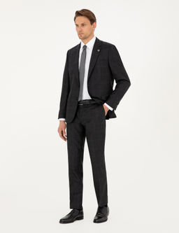 Antrasit Slim Fit Y_n Tak_m Elbise
