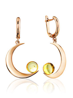 Яркие позолоченные серьги из нежно-лимонного янтаря Персия