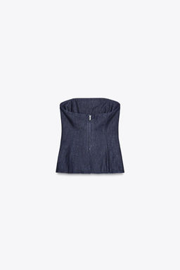 TRF DENIM BANDEAU TOP - Zara фото 9