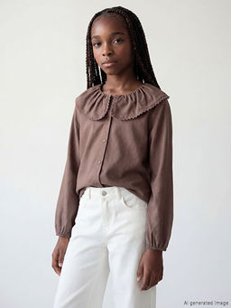 Fisto Detayl? Bebe Yaka K?z ?ocuk G?mlek