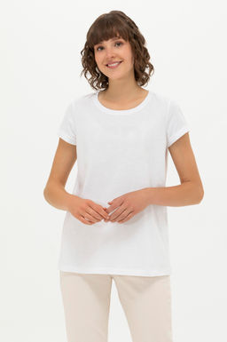 U. S. Polo Assn Женская белая базовая футболка с круглым вырезом