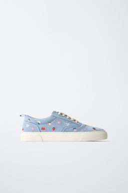 BAMBA ALGOD?N BORDADOS / Azul Lavanda