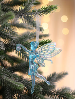 Цена за 2 шт. Ёлочная игрушка Зимнее волшебство. Фея с шариком, 1211.5 см, голубой перелив фото 7