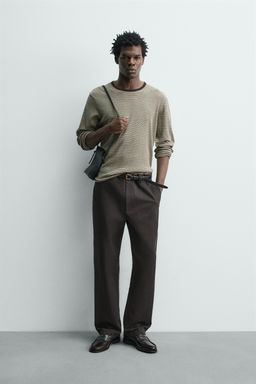 CAMISETA JACQUARD RAYAS / Crudo / Verde