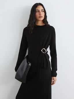 Bisiklet Yaka Metal Aplikeli Kad?n Triko Kazak