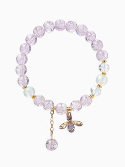 Браслет с подвесками "Сахарный" пчёлка, шар №8, цвет светло-фиолетовый в золоте