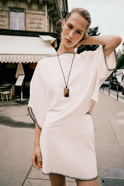 CONTRAST EMBROIDERY KNIT TOP - Zara фото 2