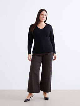 Leopar Desenli Wideleg Kad?n Jean Pantolon