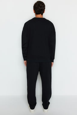 TRENDYOL MAN Siyah Regular Fit Bask?l? Orme Pijama Tak?m? TMNAW24PT00045 - Trendyolmilla фото 4