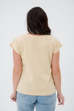 Футболка женская со спущенным плечом из кулирки Лира топленое молоко с принтом Love - Амадэль фото 7