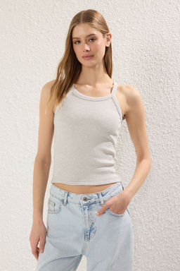 Siyah-Beyaz-Gri Melanj 3lu Paket Vucuda Oturan Crop Esnek Orme Atlet TWOSS25AL00056