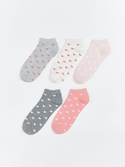 Kalp Desenli Kad?n Patik ?orap 5li