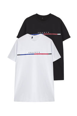 Trendyolmilla Man Siyah-Beyaz 2li Paket Regular/Normal Kesim France Bask?l? T-shirt TMNSS25TS00232  фото 2
