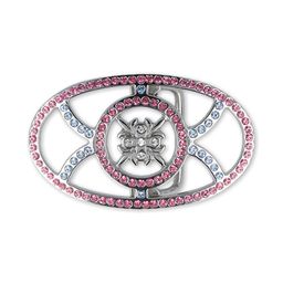 Пряжка со стразами GB 1418 для женского ремня Micron 93 x 55 мм 2 шт СК/Распродажа №04 никель (розов/голуб/прозрачный)