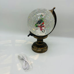 Новогодний декор Ночник стекло - Глобус со Снеговиками 25 см (арт. 8913B) - Ип лебедев о.ю фото 2