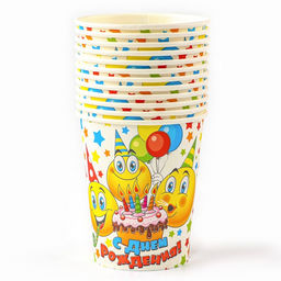 Набор посуды одноразовый «Смайлы», 12 стаканов, 12 тарелок