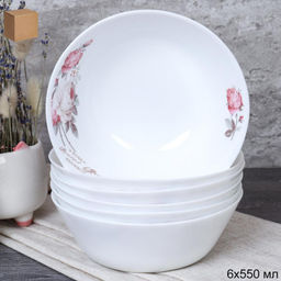 Набор суповых тарелок 6 штук 550 мл 155 мм Евро / LGW-60 (6916) /уп 6/ Чайная роза