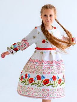 Платье Рогожка дл/р_маки