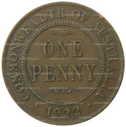 Монета 1 пенни 1922 года Австралия