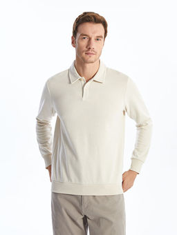 Polo Yaka Uzun Kollu Erkek Sweatshirt