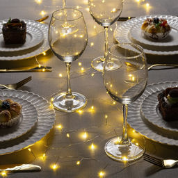 Гирлянда Мишура 5 м роса, IP20, серебристая нить, 100 LED, свечение тёплое белое, 12 В