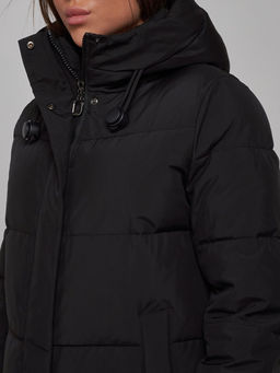 Пальто утепленное молодежное зимнее женское черного цвета 52329Ch - Holdluck фото 12