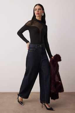 Trendyolmilla Siyah Transparan Detayl? Orme Tul Body TPRAW24BD00011  фото 9