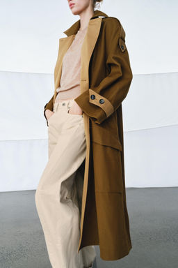 TRENCH LARGO COMBINADO ZW COLLECTION / Camel medio - Zara фото 9
