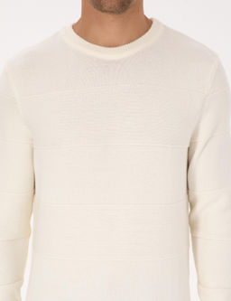 Ekru Slim Fit Bisiklet Yaka Triko Kazak - Pierre cardin фото 6