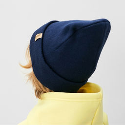 Шапка детская MINAKU: Cozy Winter с отворотом, синяя, размер 52-56 (5-7лет)