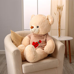 Мягкая игрушка Мишка, в вязаной кофте, 100 см, цвет бежевый - Simaland фото 3