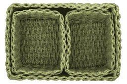 Набор 3 плетеных корзин 1 корзинка 28*22*14 см, 2 корзинки 18*14*11 см, зеленый - Elan gallery фото 5