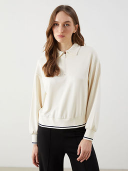 Polo Yaka Oversize Kad?n Sweatshirt