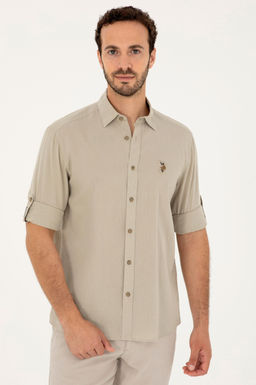 Мужская базовая рубашка цвета хаки с длинным рукавом Неожиданная скидка в корзине - U.s. polo assn фото 3