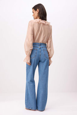 Buz Mavisi Yuksek Bel %100 Pamuk Wide Leg Jeans TWOSS26JE00204 - Trendyolmilla фото 8