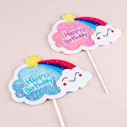 Набор топперов С днём рождения. Облака, 2 шт., цвета МИКС - Страна карнавалия фото 2