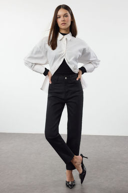 Siyah Yuksek Bel Comfort Mom Jeans TWOAW25JE00371 - Trendyolmilla фото 2