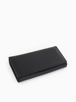Кошелек жен 06-01-01 Июнь2522, 19*3*10 см, 3 отд+отд/молн, д/карт, д/монет, на магните черн   109097