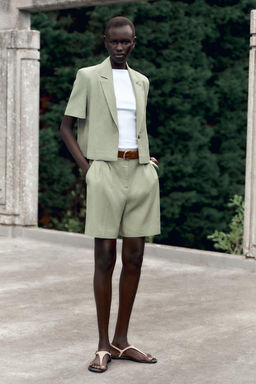 SHORT SLEEVE LINEN BLEND BLAZER