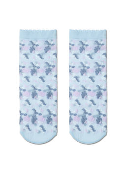 Цена за 2 пары. Носки Классические CONTE Тонкие носки FANTASY с имитацией цветочной вышивки blue-light blue - Conte elegant фото 2