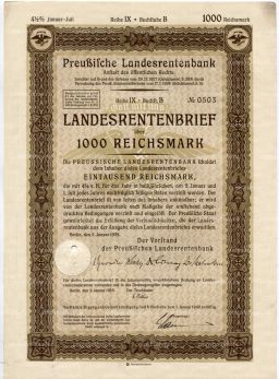 Облигация 4,5% 1000 рейхсмарок 1935 года Германия